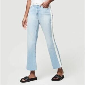 Frame Denim Le Crop Mini Boot Jeans 26 Two Tone Jeans Olin Flare Frayed Hem
